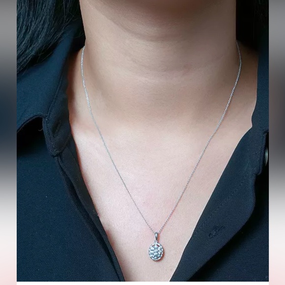 MACY’s nwt Diamond Octagon Halo Cluster 18" Pendant Necklace (free w/ Coach**) - Picture 3 of 6